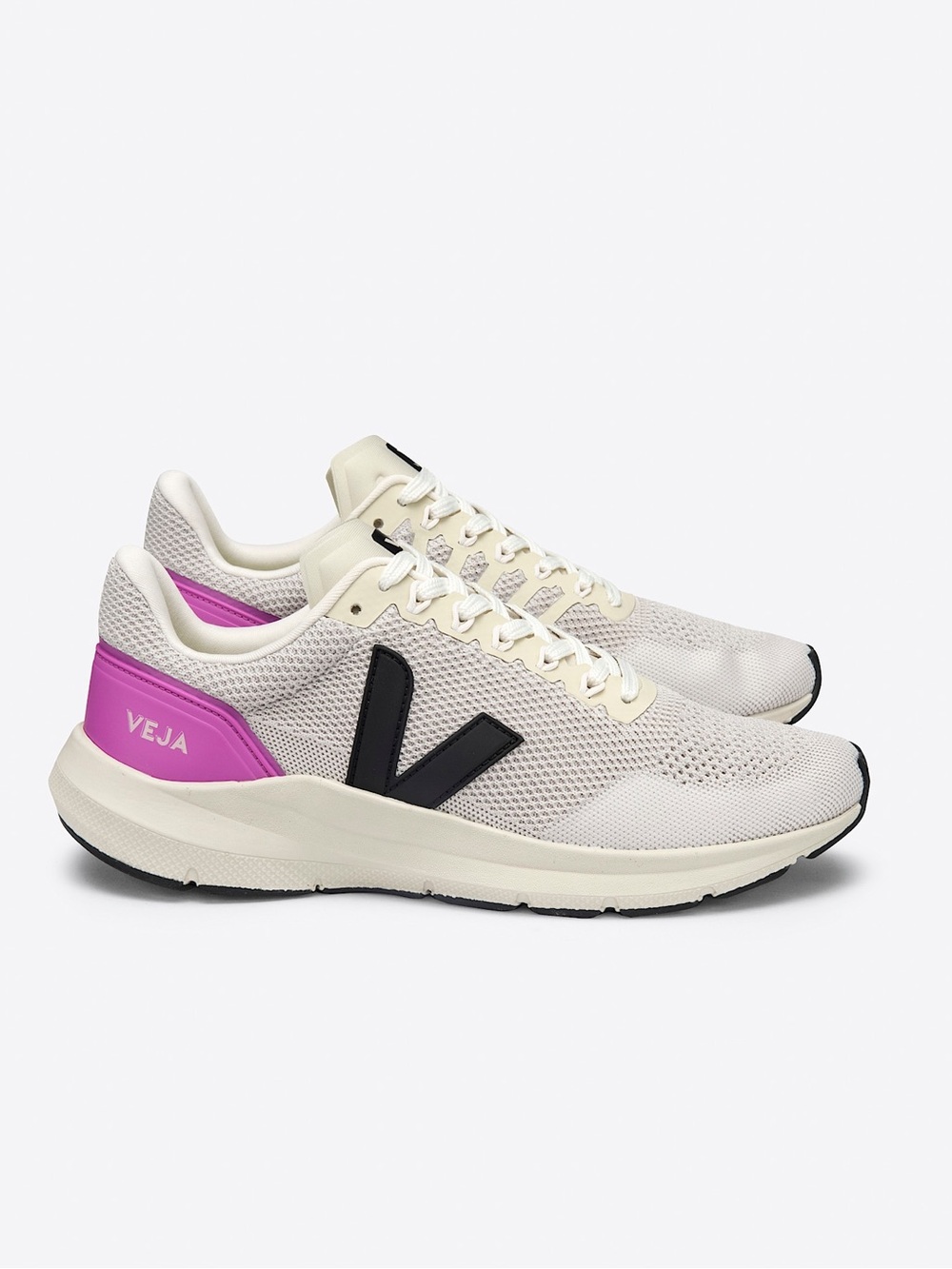 NEW VEJA MARLIN V-KNIT Mesh Sneakers CHALK BLACK ULTRAVIOLET Size 37 / US 6